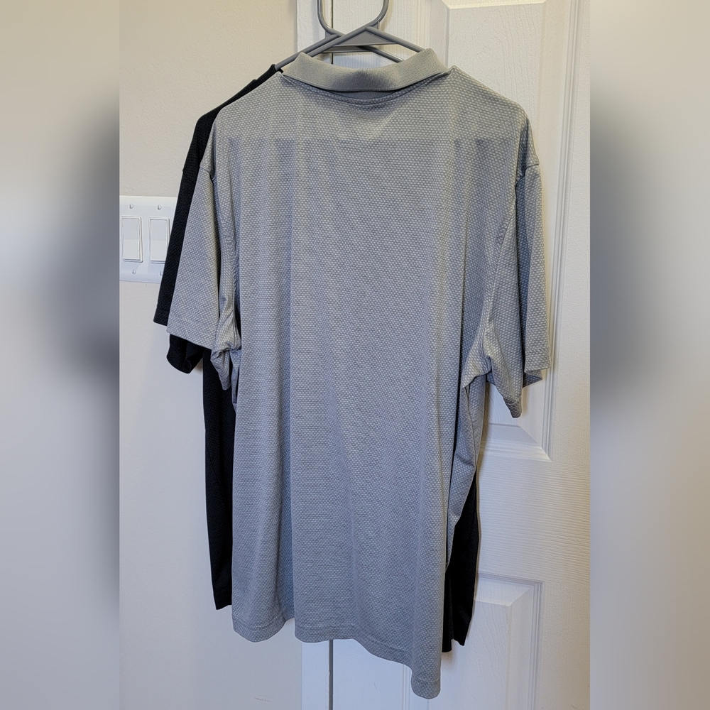 2 Members Mark Active Polo t-shirts - Textured Jacquard - 1 Gray/ 1 Black - Picture 2 of 6